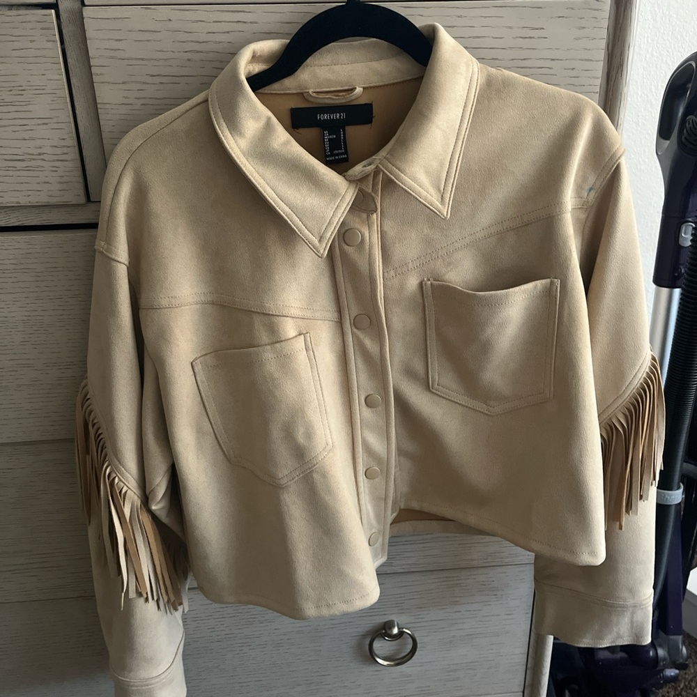Forever 21 Beige Fringe Utility Jacket